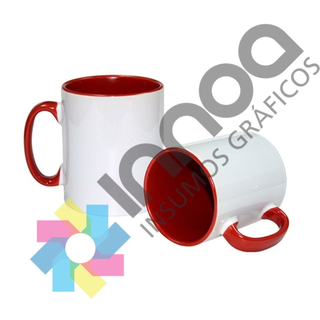 TAZA IMPORTADA DE CERAMICA INTERIOR ROJO