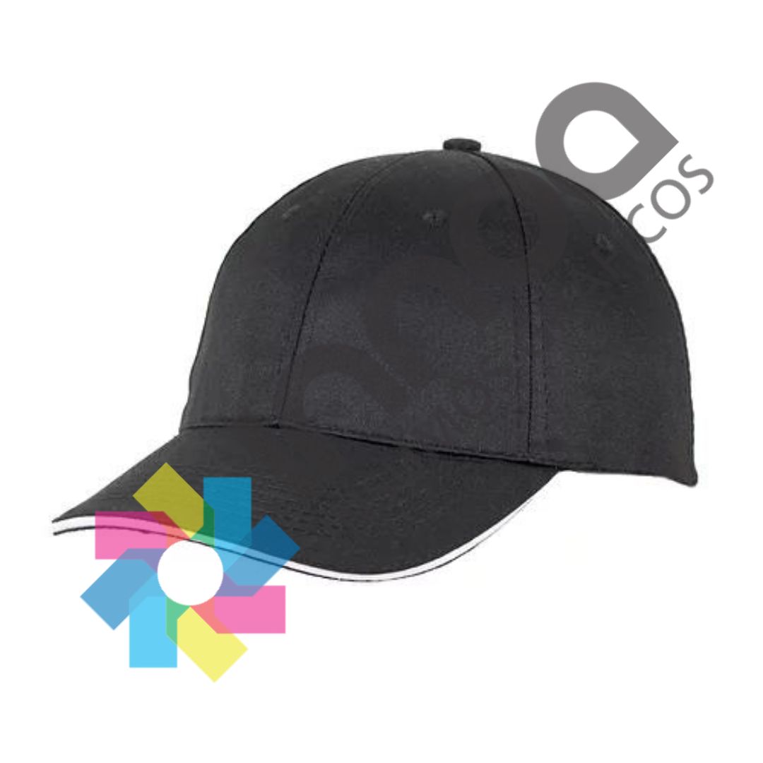 G44 GORRA 6 GAJOS ALG/POL NEGRO VIVO BLANCO