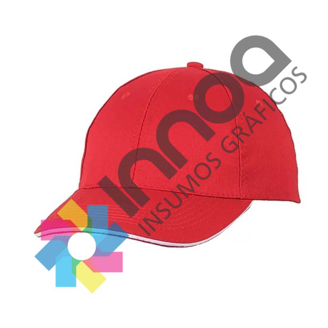 G44 GORRA 6 GAJOS ALG/POL ROJO VIVO BLANCO