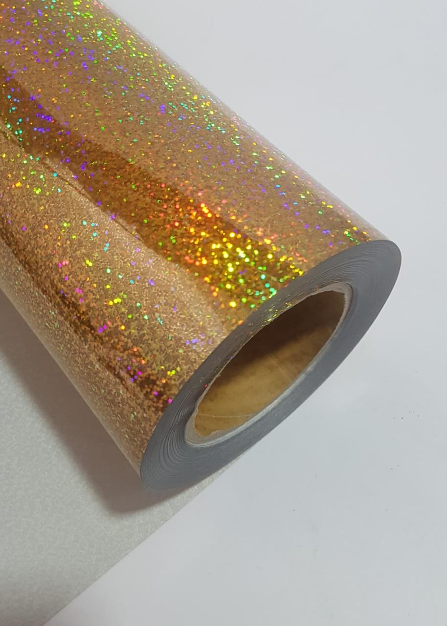 VINILO TERMOTRANSFERIBLE HOLEOGRAFICO ORO CRISTAL - Imagen 2