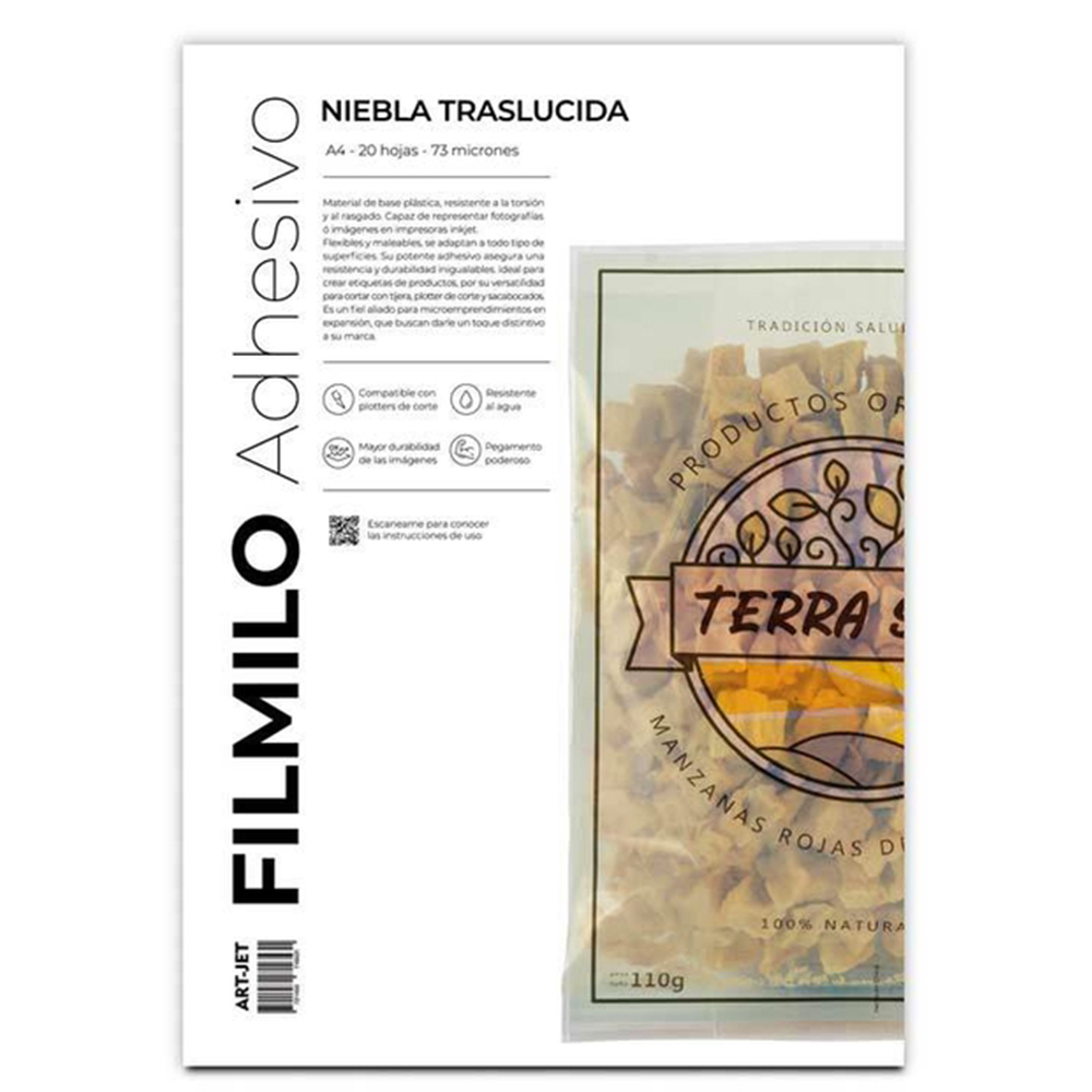 FILMINO ADHESIVO NIEBLA TRASLUCIDA A4 X20 HOJAS 73 MICRONES ART-JET