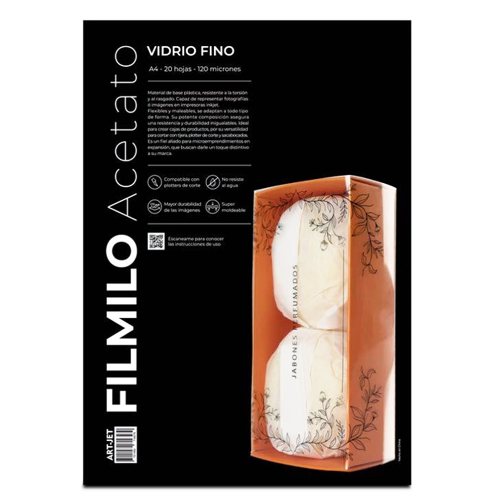 FILMINO VIDRIO FINO A4 X20 HOJAS 120 MICRONES ART-JET