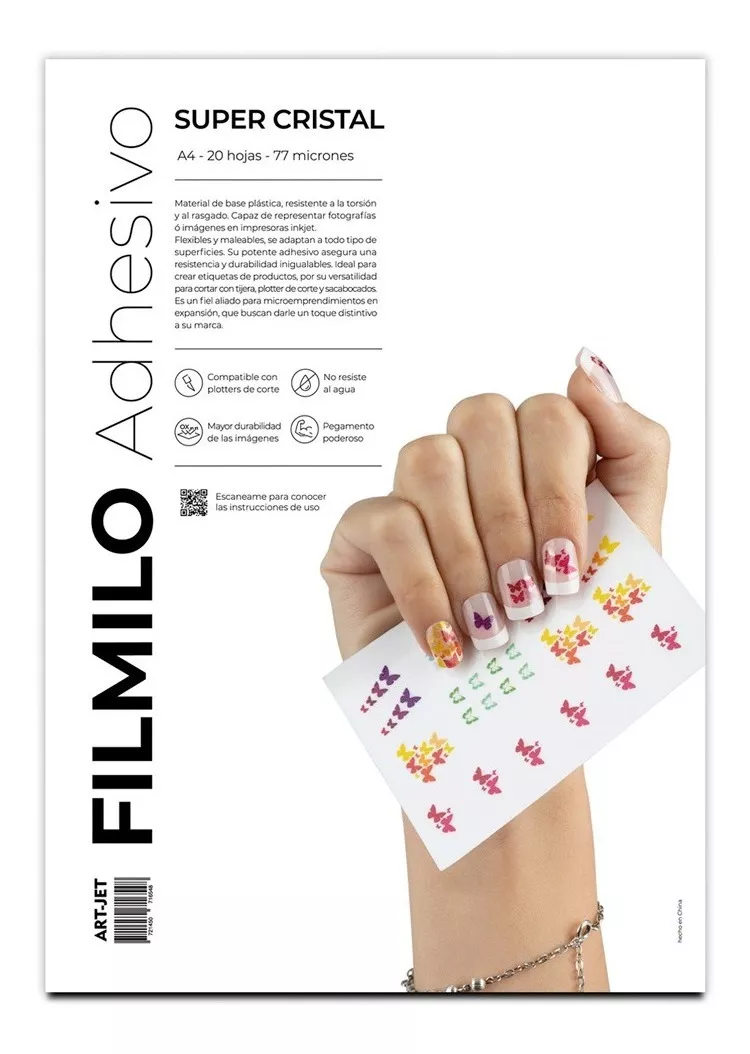 FILMINO ADHESIVO SUPER CRISTAL A4 X20 HOJAS 77 MICRONES ART-JET