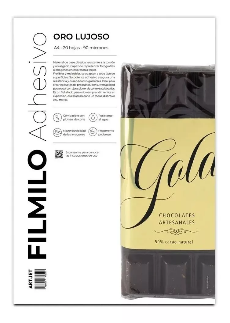 FILMINO ADHESIVO ORO LUJOSO A4 X20 HOJAS 90 MICRONES ART-JET