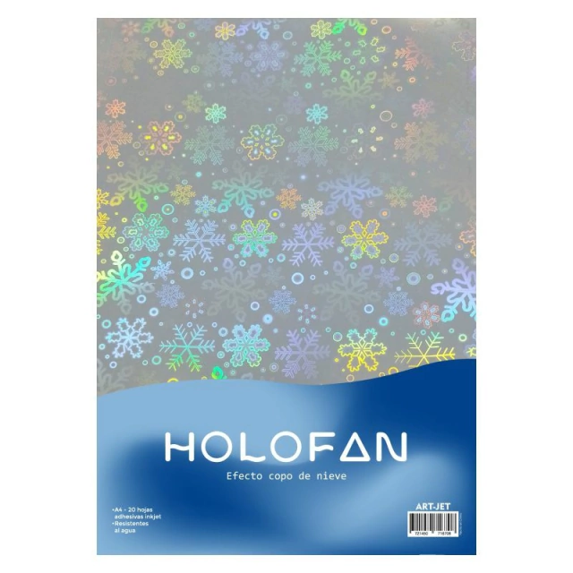 HOLOFAN A4 ARTJET RESMA 20 HOJAS AUTOADHESIVO INK JET EFECTO COPO DE NIEVE