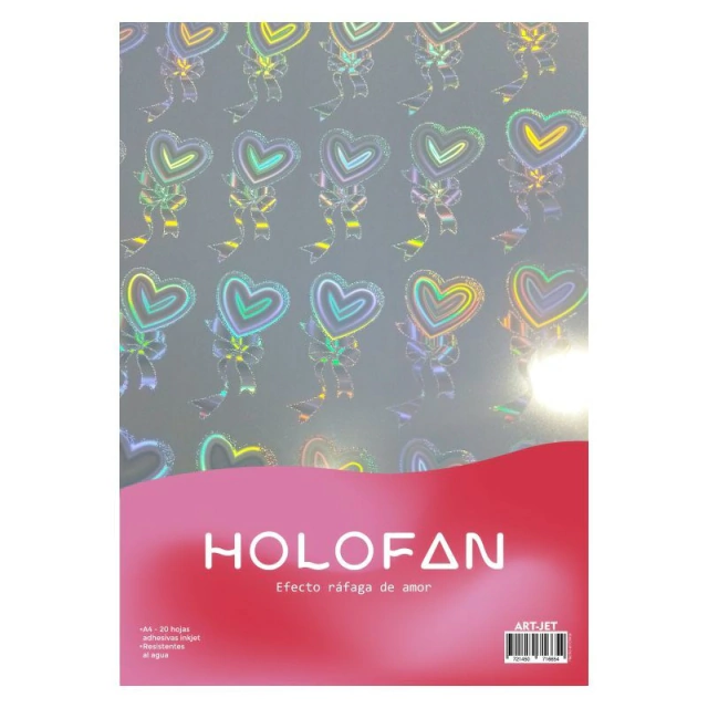HOLOFAN A4 ARTJET RESMA 20 HOJAS AUTOADHESIVO INK JET EFECTO RAFAGA DE AMOR