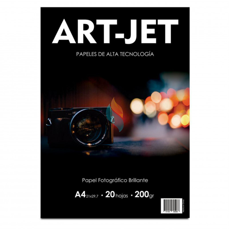 PAPEL FOTOGRAFICO BRILLANTE A4 200 GRAMOS X 20 HOJAS ART-JET