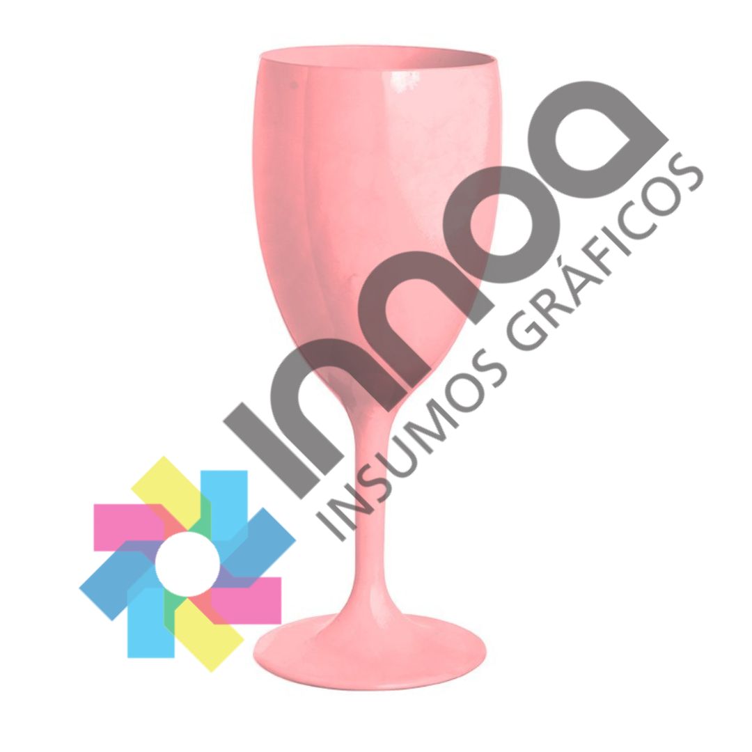 COPA PARA VINO Y AGUA ROSA PASTEL 400 CM3 PACK X 6 UNIDADES