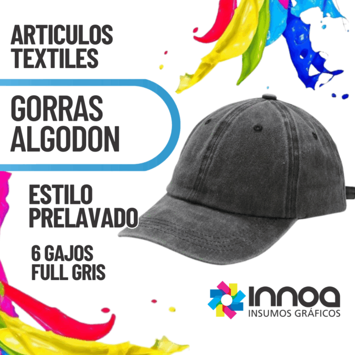 G21 GORRA 6 GAJOS ALGODON PRELAVADA FULL GRIS