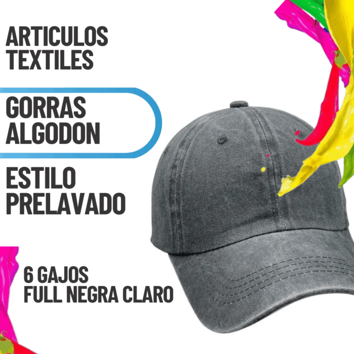 G21 GORRA 6 GAJOS ALGODON PRELAVADA FULL NEGRO CLARO